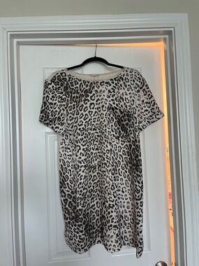 Zara Leopard Print Short Sleeve Tunic - Black & Cream